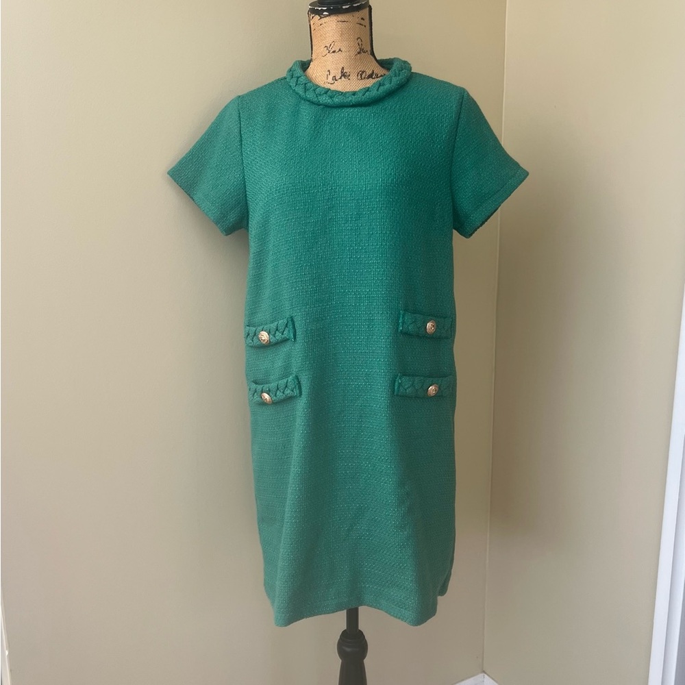 Elegant Green Short Sleeve Dress